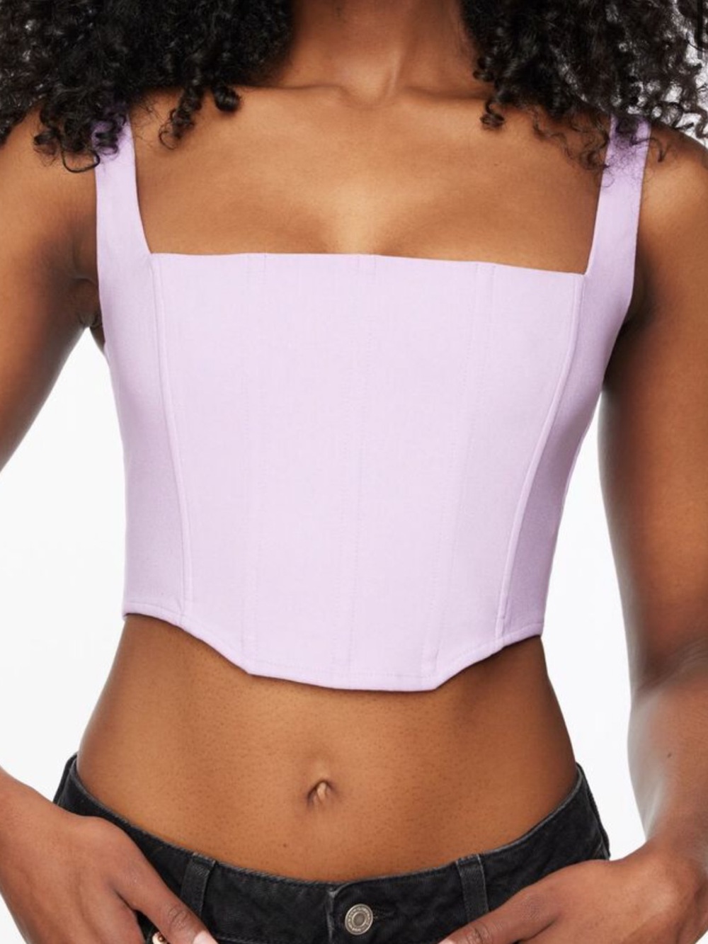 Dynamite Lilac Square-Neck Corset Crop Top